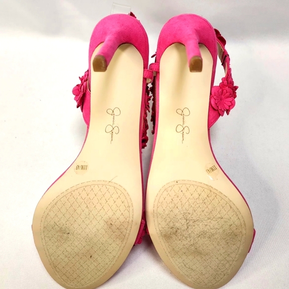 Jessica Simpson Pink Suede Floral Women's Heels - Picture 13 of 14